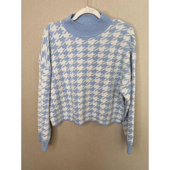 Divided‎ Womens Blue White Sweater Large long sleeve round neck acrylic pullover - Picture 2 of 6
